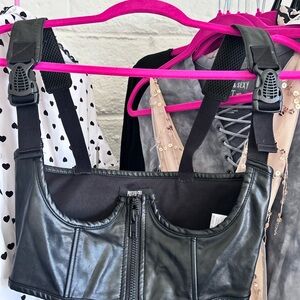 Poster Girl Dolls Kill Black Faux Leather Under Bust corset S